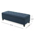 Panca Pouf Contenitore Trapuntata Blu Navy, 1 Posto, Gambe in Legno