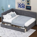 Clihome Twin Size Wood Daybed with 2 Drawers and Rustic Guardrail