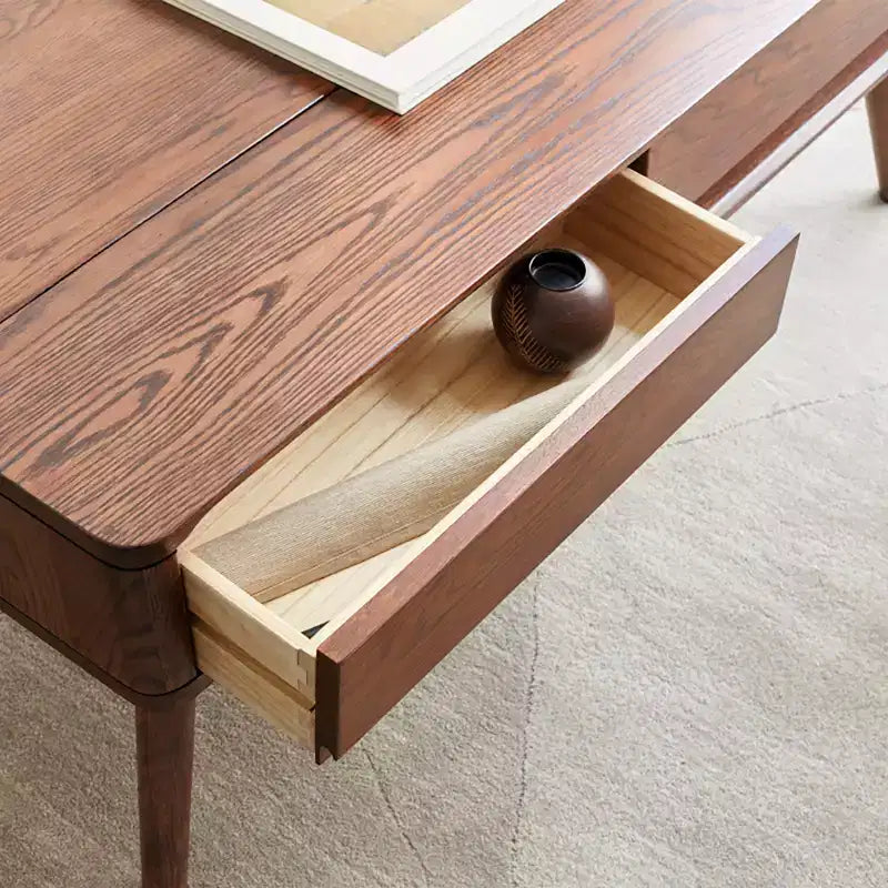 Tavolino da caffè sollevabile con contenitore nascosto e 2 cassetti, Rovere marrone