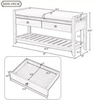 Panca portascarpe in legno massello espresso con cuscino – 2 cassetti, ripiano a griglia, 1 persona