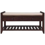 Panca portascarpe in legno massello espresso con cuscino – 2 cassetti, ripiano a griglia, 1 persona