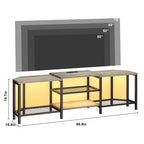 Mobile TV LED Marrone/Grigio con Prese di Corrente, Ripiani Aperti, Adatto fino a 75"