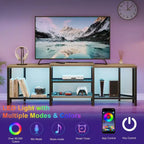 Mobile TV LED Marrone/Grigio con Prese di Corrente, Ripiani Aperti, Adatto fino a 75"
