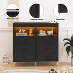 Comò a 6 cassetti con fasciatoio e ripiani aperti (nero / rosa / bianco), montaggio per 1 persona