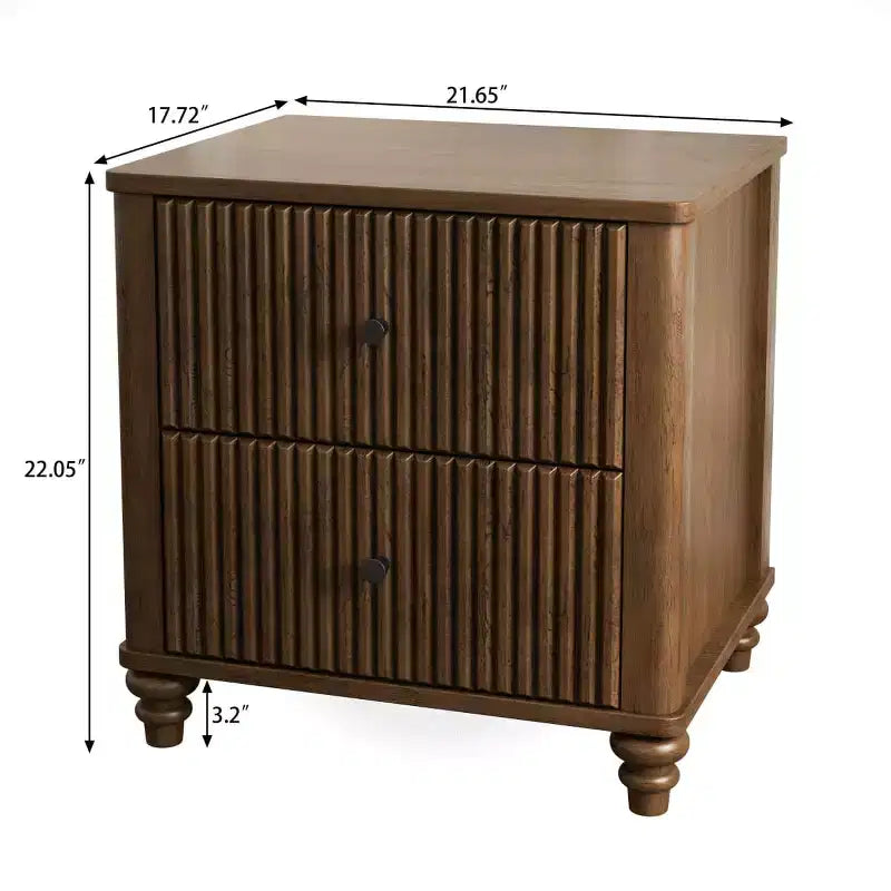 Comodini Scanalati Beige / Naturale / Noce Set da 2 con Cassetti Contenitori