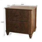 Comodini Scanalati Beige / Naturale / Noce Set da 2 con Cassetti Contenitori