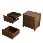 Comodini Scanalati Beige / Naturale / Noce Set da 2 con Cassetti Contenitori
