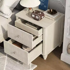 Comodini Scanalati Beige / Naturale / Noce Set da 2 con Cassetti Contenitori