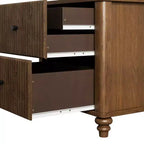 Comodini Scanalati Beige / Naturale / Noce Set da 2 con Cassetti Contenitori