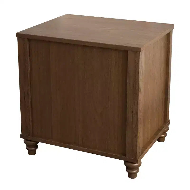Comodini Scanalati Beige / Naturale / Noce Set da 2 con Cassetti Contenitori