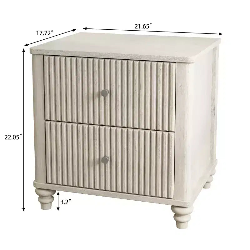 Comodini Scanalati Beige / Naturale / Noce Set da 2 con Cassetti Contenitori