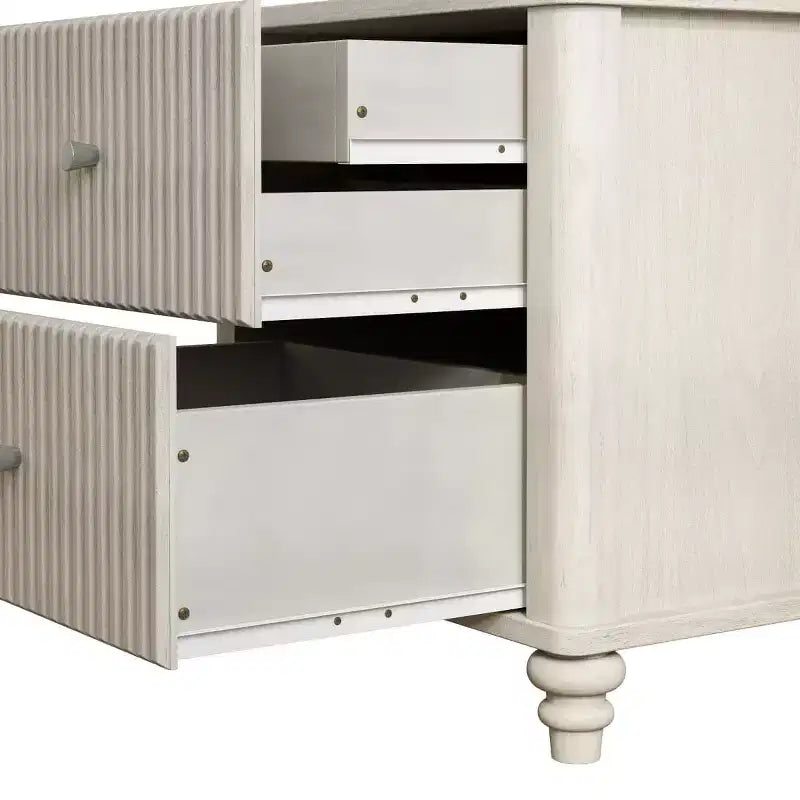 Comodini Scanalati Beige / Naturale / Noce Set da 2 con Cassetti Contenitori