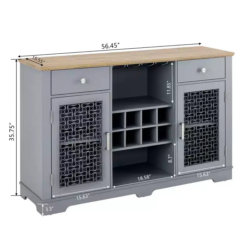 Mobile buffet marrone moderno, 2 ante 2 cassetti, Armadietto per 1 persona