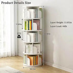 Torre Libreria Girevole a 360° a 5 Ripiani Bianco Caldo – Utente Singolo