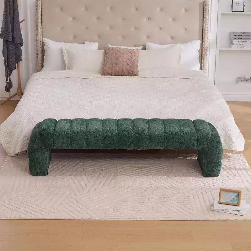 Panca Pouf Tufted – Imbottita, Seduta Singola (Nero / Verde / Bianco)