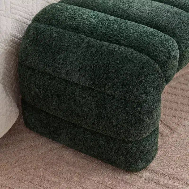Panca Pouf Tufted – Imbottita, Seduta Singola (Nero / Verde / Bianco)