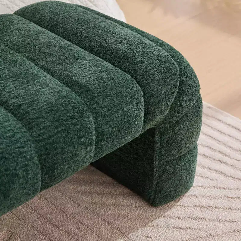 Panca Pouf Tufted – Imbottita, Seduta Singola (Nero / Verde / Bianco)