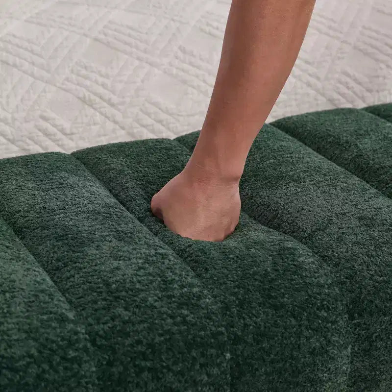 Panca Pouf Tufted – Imbottita, Seduta Singola (Nero / Verde / Bianco)