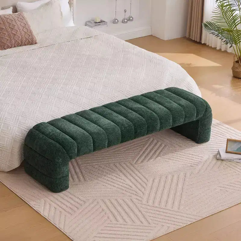 Panca Pouf Tufted – Imbottita, Seduta Singola (Nero / Verde / Bianco)
