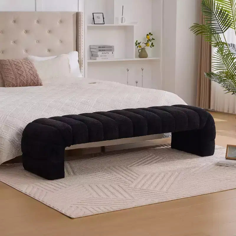 Panca Pouf Tufted – Imbottita, Seduta Singola (Nero / Verde / Bianco)