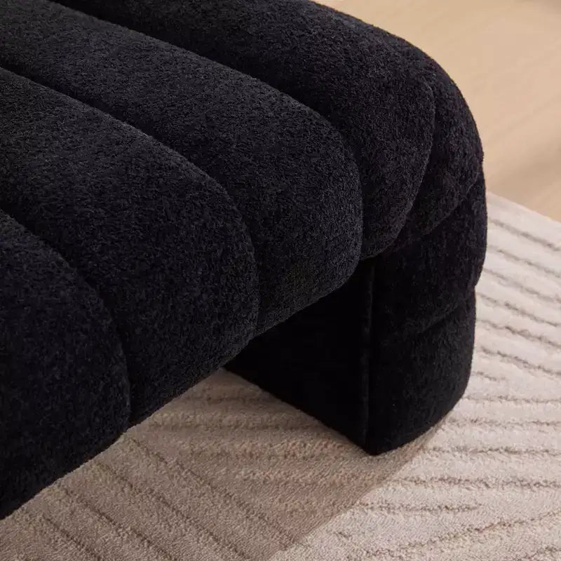 Panca Pouf Tufted – Imbottita, Seduta Singola (Nero / Verde / Bianco)