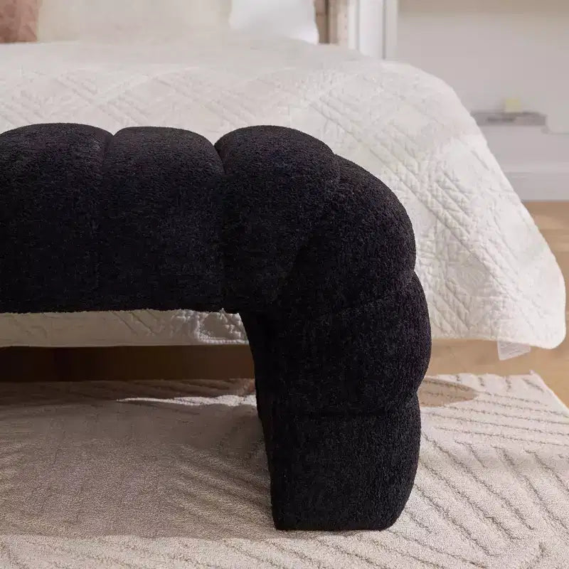 Panca Pouf Tufted – Imbottita, Seduta Singola (Nero / Verde / Bianco)