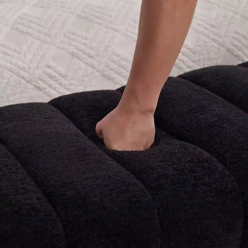 Panca Pouf Tufted – Imbottita, Seduta Singola (Nero / Verde / Bianco)