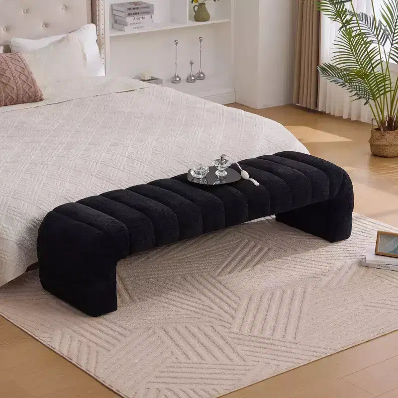 Panca Pouf Tufted – Imbottita, Seduta Singola (Nero / Verde / Bianco)