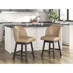 Signature Design by Ashley Neymorton Counter Height Upholstered Swivel Barstools, Set of 2, Brown Faux Leather