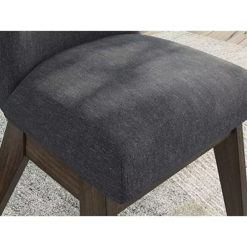 Sedie da pranzo imbottite grigio scuro, schienale alto, set da 2