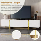 Mobile porta TV moderno bianco/nero con armadietti e cassetti, adatto per TV fino a 80".