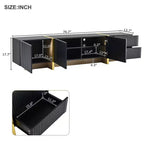 Mobile porta TV moderno bianco/nero con armadietti e cassetti, adatto per TV fino a 80".