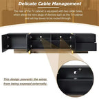 Mobile porta TV moderno bianco/nero con armadietti e cassetti, adatto per TV fino a 80".