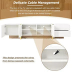 Mobile porta TV moderno bianco/nero con armadietti e cassetti, adatto per TV fino a 80".