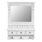 Mobile lavabo da parete bianco con specchio, cassetti e vani portaoggetti - 1 Persona