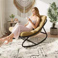 Poltrona a dondolo Papasan oversize color cuoio, senza braccioli, 1 posto