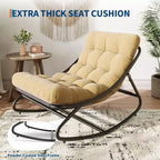 Poltrona a dondolo Papasan oversize color cuoio, senza braccioli, 1 posto