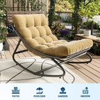 Poltrona a dondolo Papasan oversize color cuoio, senza braccioli, 1 posto