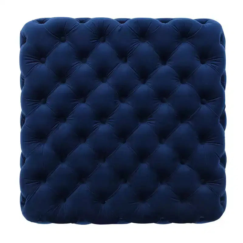 Panca poggiapiedi quadrata in velluto grigio/blu navy – 1 persona
