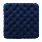 Panca poggiapiedi quadrata in velluto grigio/blu navy – 1 persona