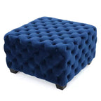 Panca poggiapiedi quadrata in velluto grigio/blu navy – 1 persona
