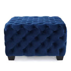 Panca poggiapiedi quadrata in velluto grigio/blu navy – 1 persona