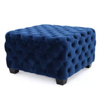Panca poggiapiedi quadrata in velluto grigio/blu navy – 1 persona