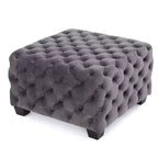Panca poggiapiedi quadrata in velluto grigio/blu navy – 1 persona