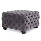 Panca poggiapiedi quadrata in velluto grigio/blu navy – 1 persona