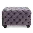 Panca poggiapiedi quadrata in velluto grigio/blu navy – 1 persona