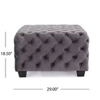 Panca poggiapiedi quadrata in velluto grigio/blu navy – 1 persona