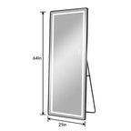 Specchio Moderno a Figura Intera con LED Nero, Montaggio a Parete e Autoportante, 2/3 Luci