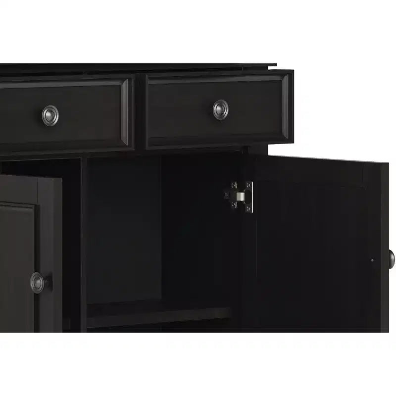 Mobile Contenitore da Ingresso con 2 Cassetti e Ante Doppie – Nero / Marrone / Bianco, 1 Adulto