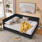 Telaio Daybed Queen in velluto nero con schienale e braccioli, 1 persona